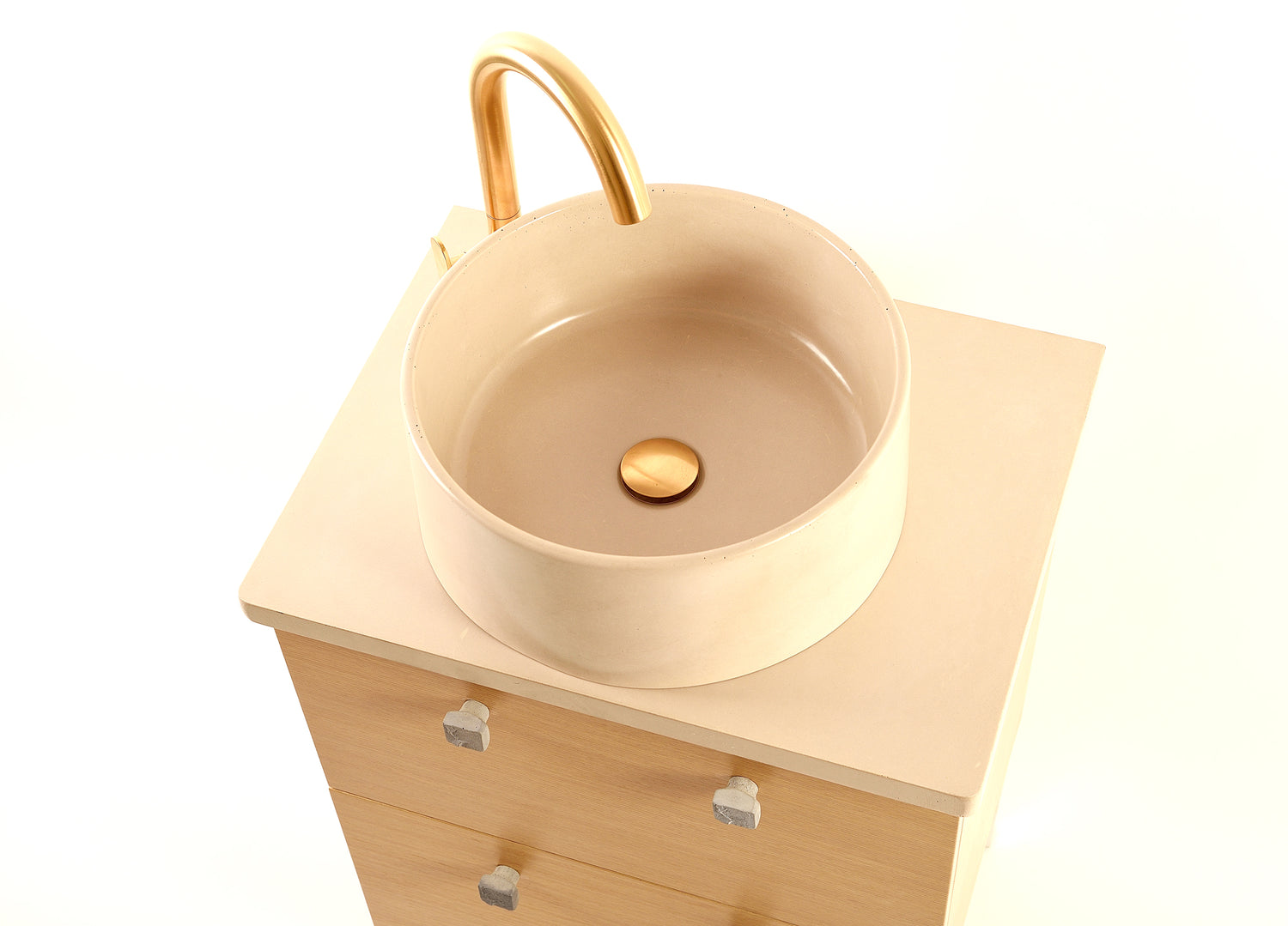 Oi : Elegant Cylindrical Washbasin with Matching Custom Top