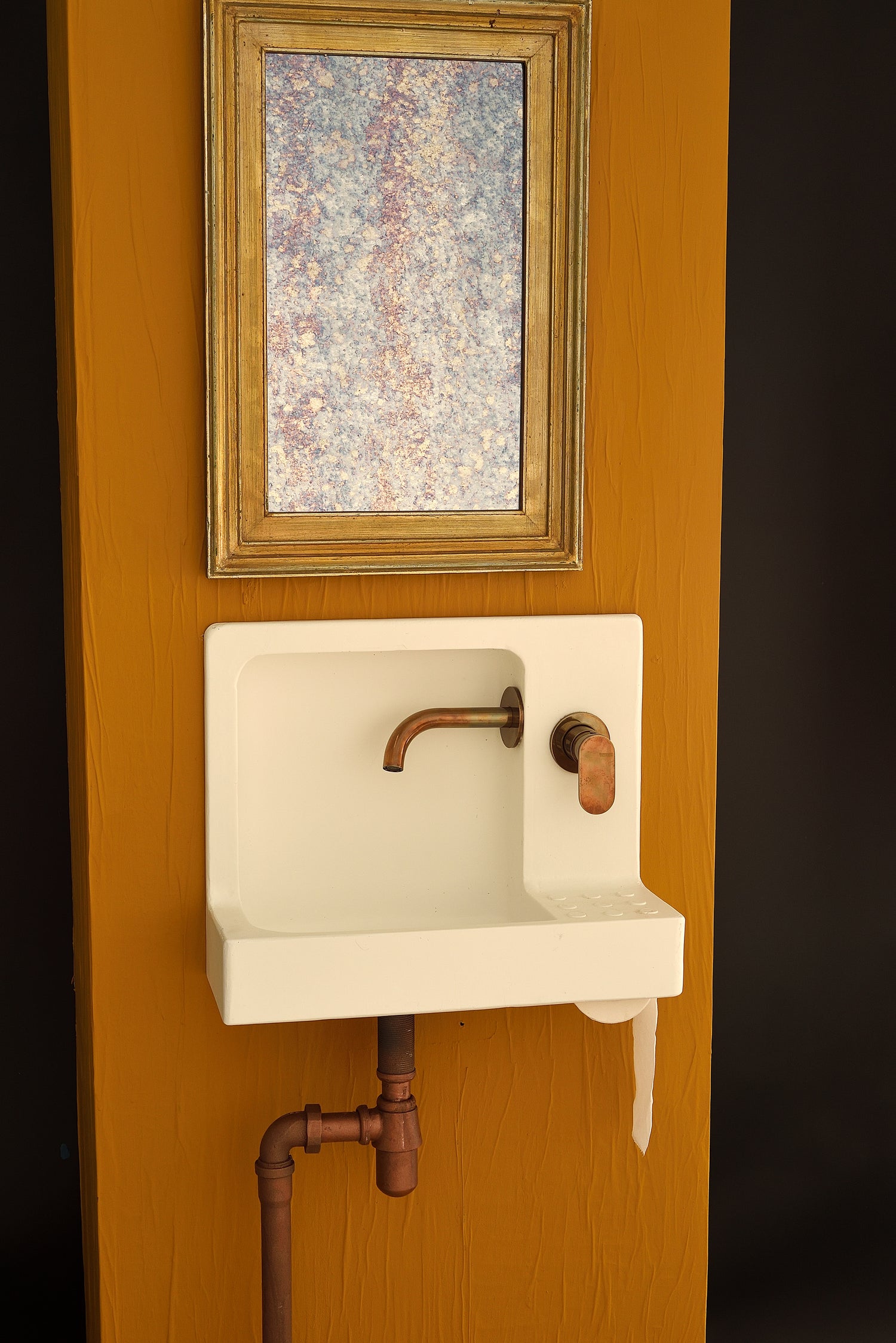 The Barbican Sink in Off White with Brass Faucet