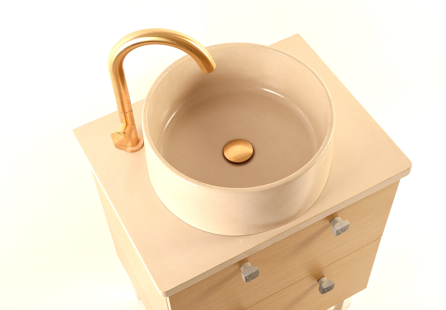 Oi : Elegant Cylindrical Washbasin with Matching Custom Top