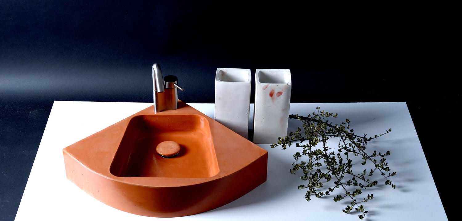 Helen of Troy - Terracotta Orange Corner Sink: Spacious and Stylish