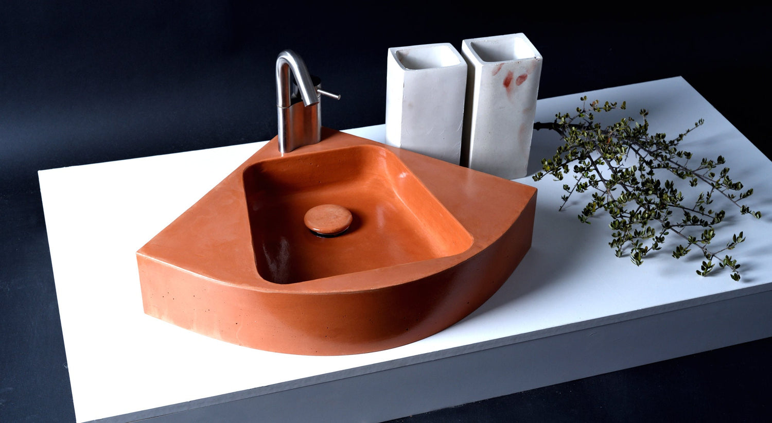 Helen of Troy - Terracotta Orange Corner Sink: Spacious and Stylish