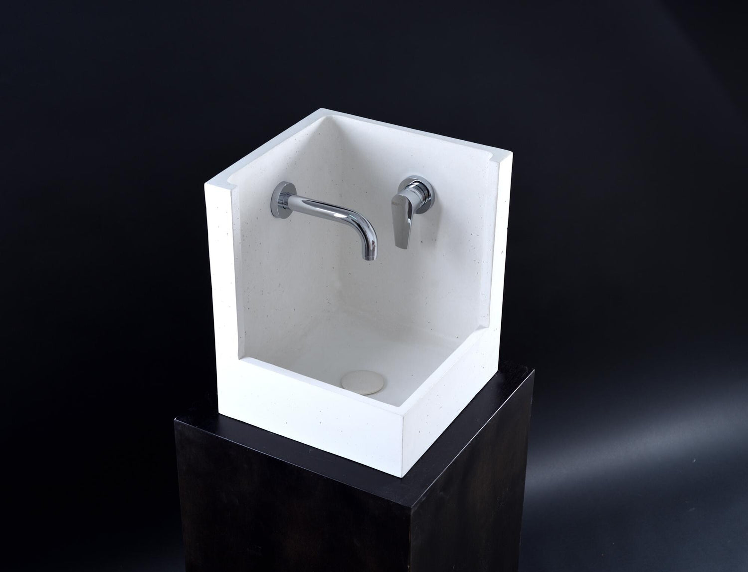 Elle Project : Angular Corner Washbasin with Integrated Artistic Backsplash ,