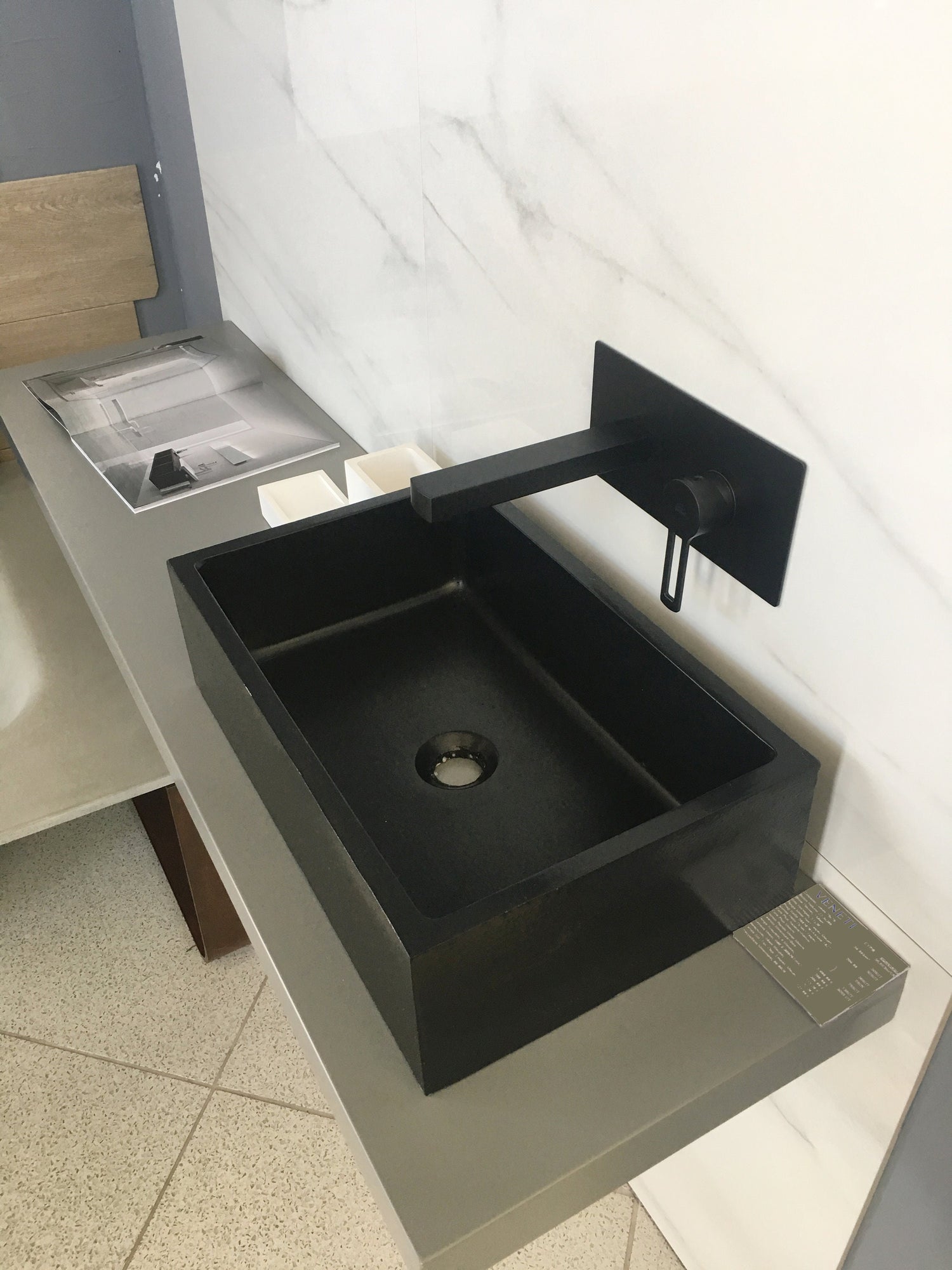 Black bathroom vessel sink