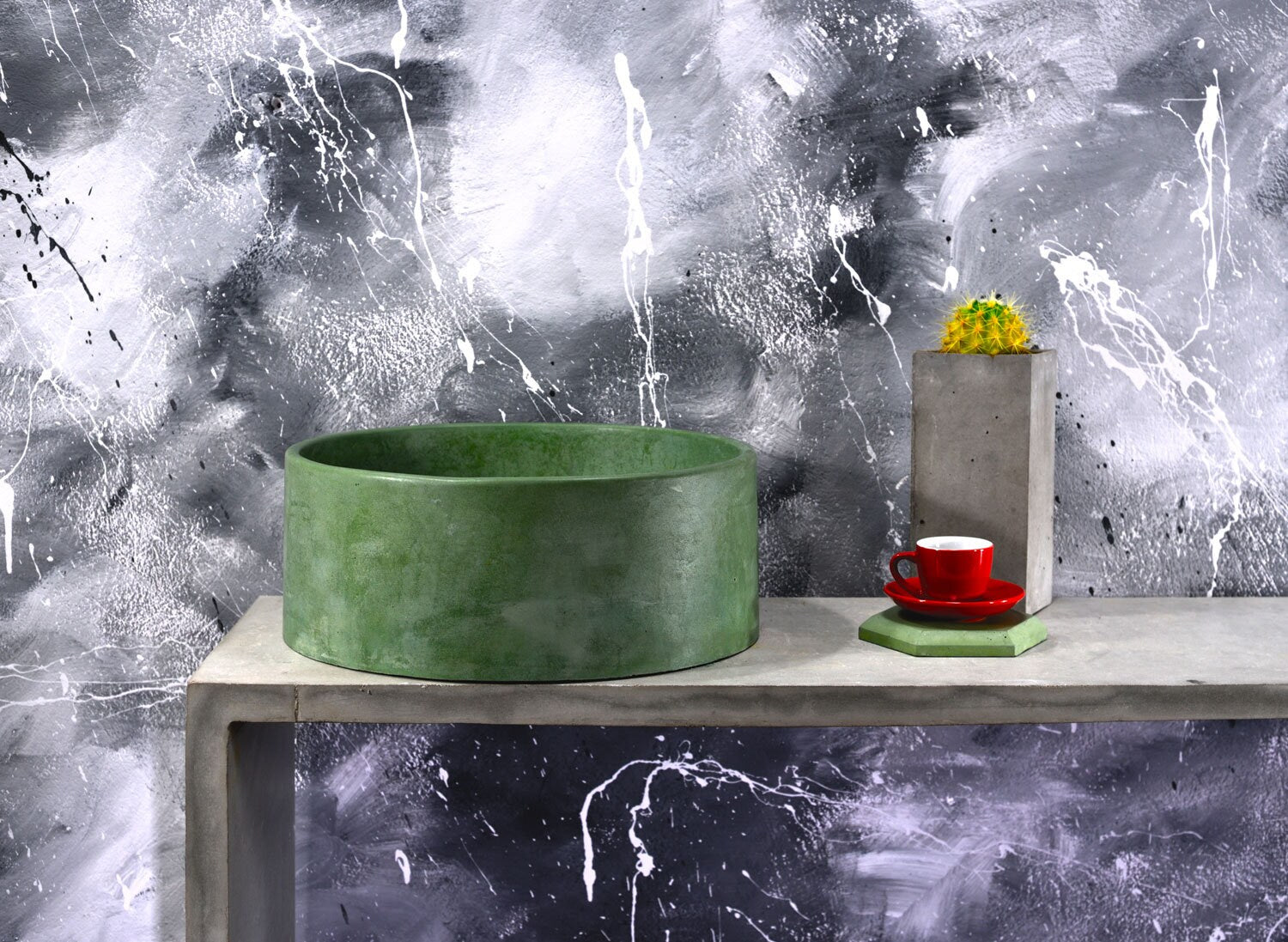 Green Concrete Sink / Washbasin vessel for your bathroom