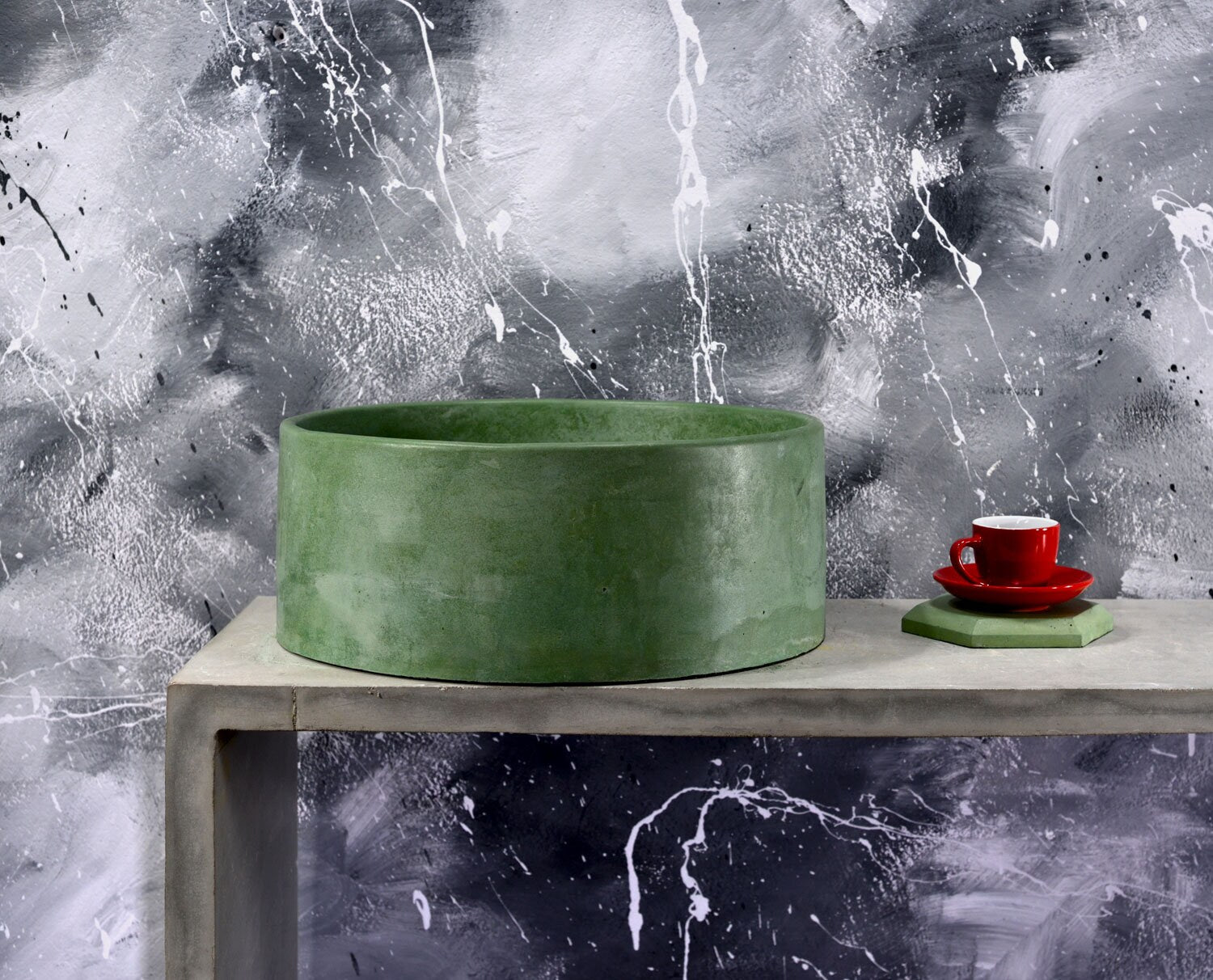 Green Concrete Sink / Washbasin vessel for your bathroom