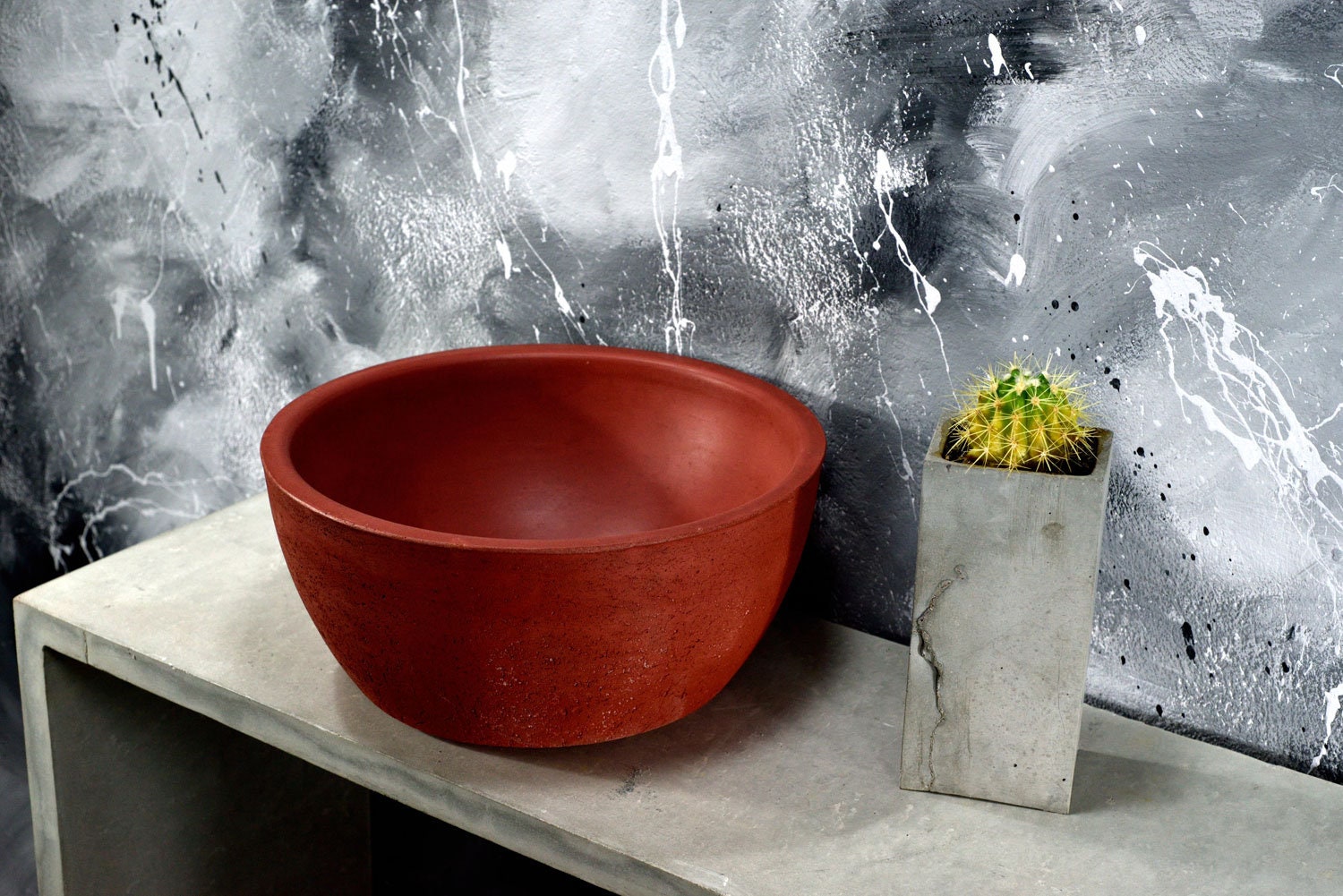 Red Concrete Bathroom Sink / Colored Sink / Top Washbasin