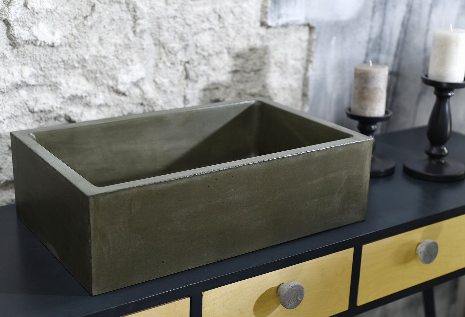 Dark Green Bathroom Vessel Sink / Colored Top Washbasin