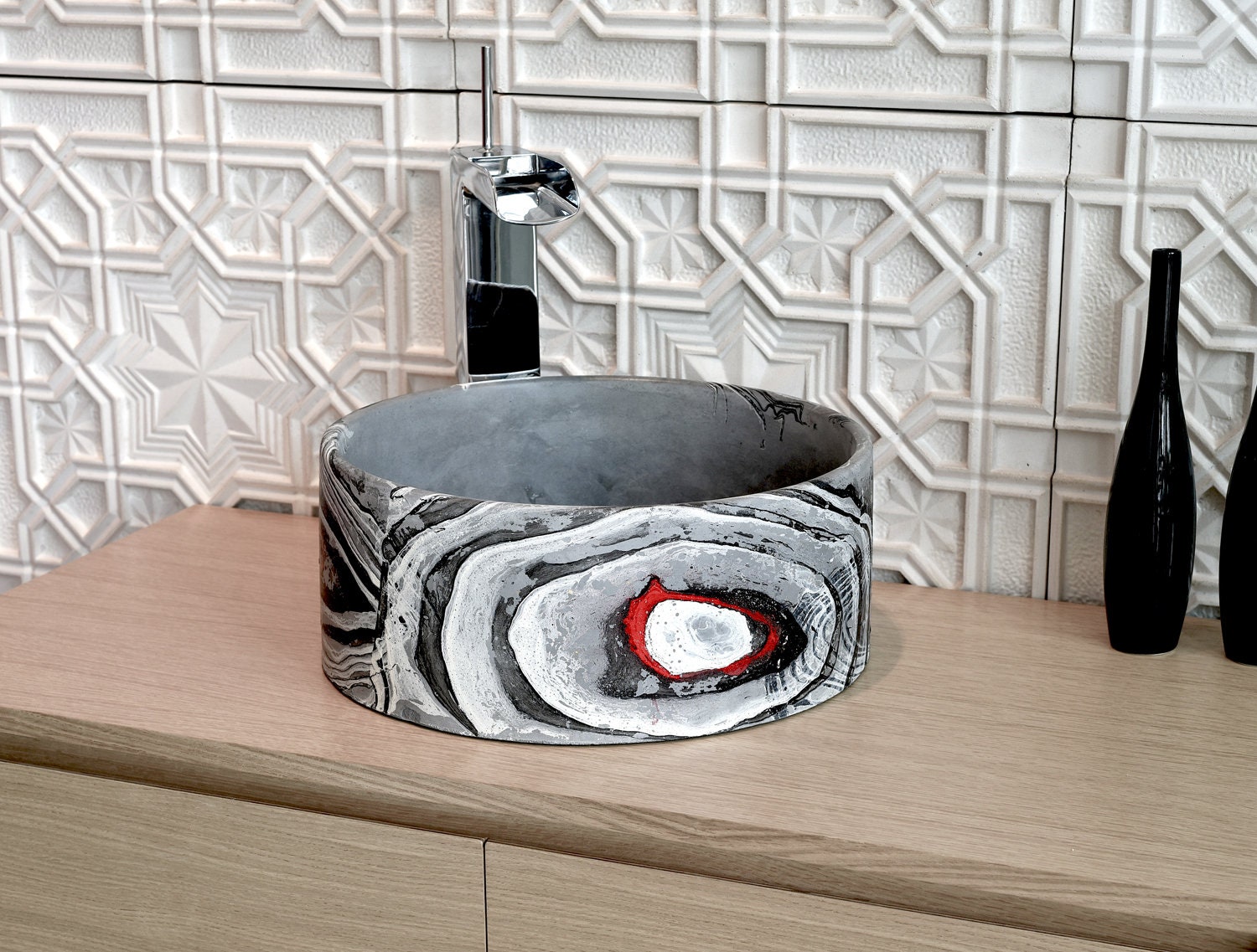 OI Graffiti - Round Concrete Vessel Sink / Bathroom sink / Bathroom Vessel / Colored sink / Colorful Vessel