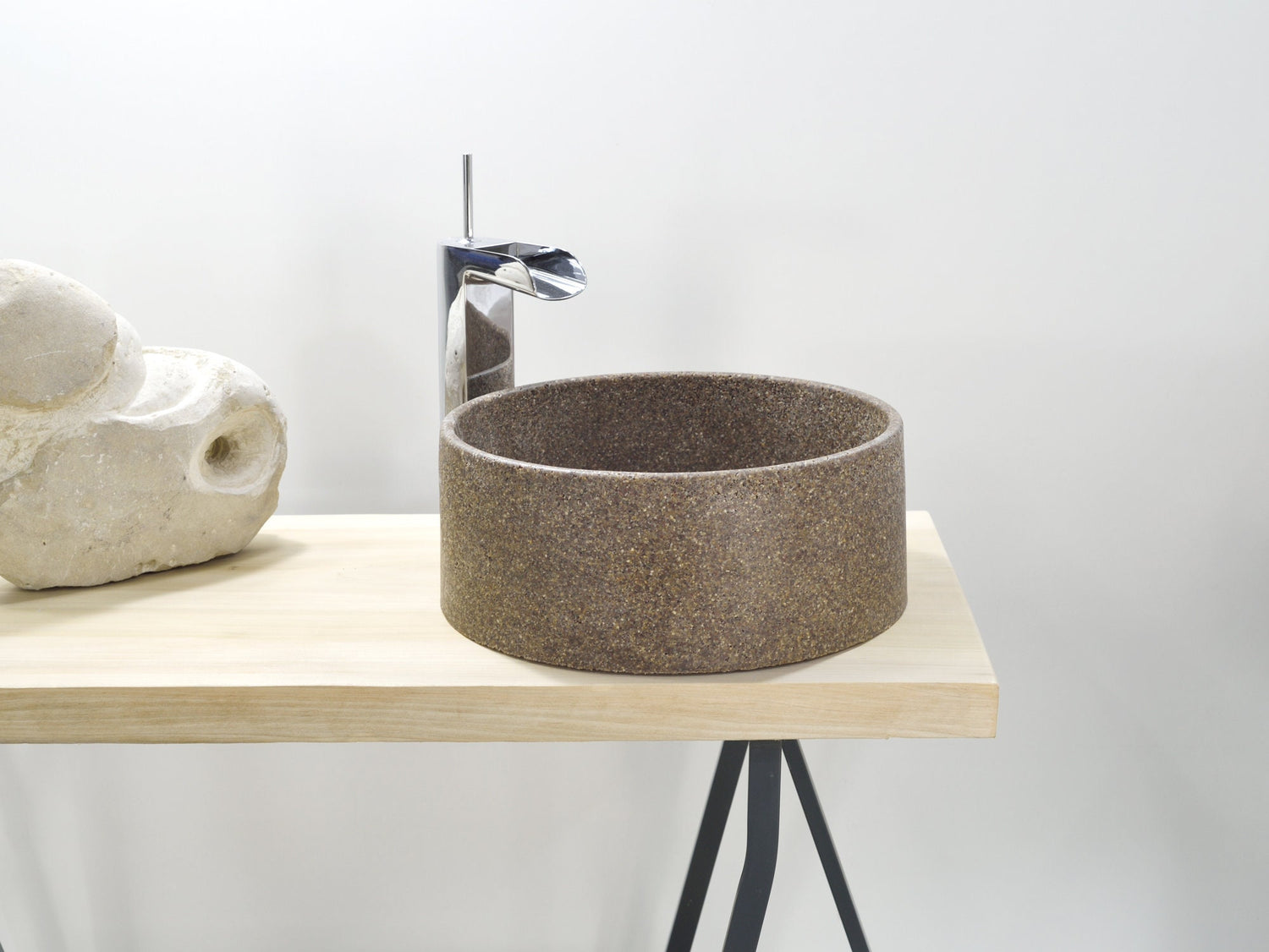 Earthy Elegance : The Round Washbasin in Sandy Brown