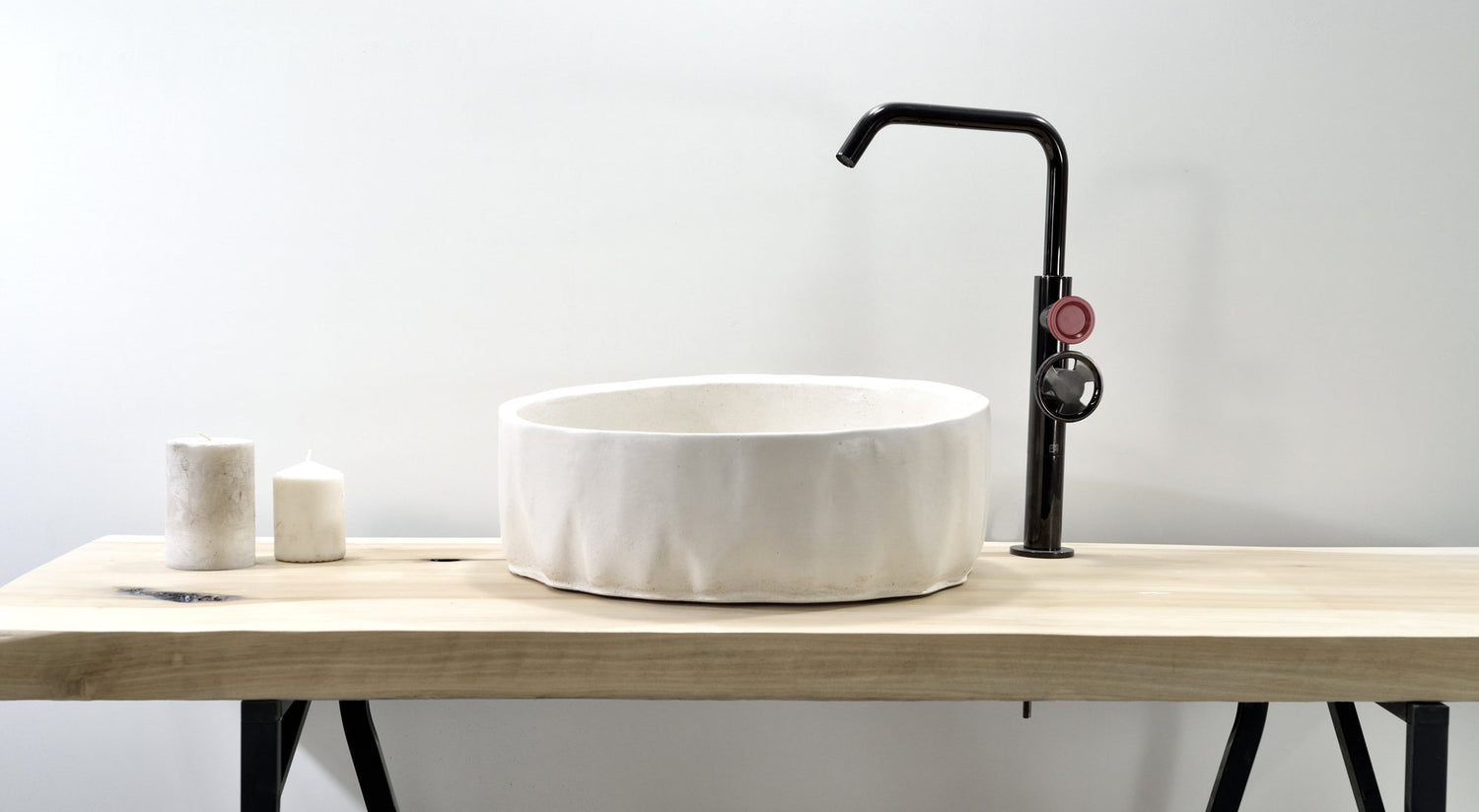 Asymmetrical Round Washbasin  - Round Concrete Vessel - Bowl Sink