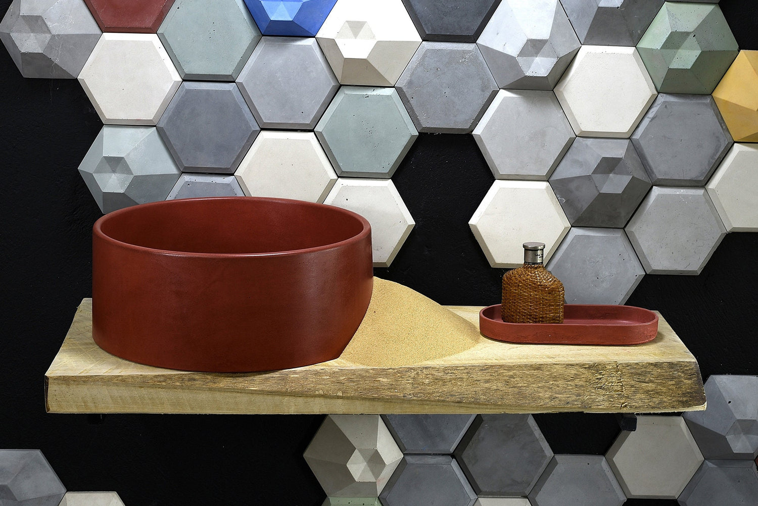 Red Bathroom Sink Vessel / Concrete sink