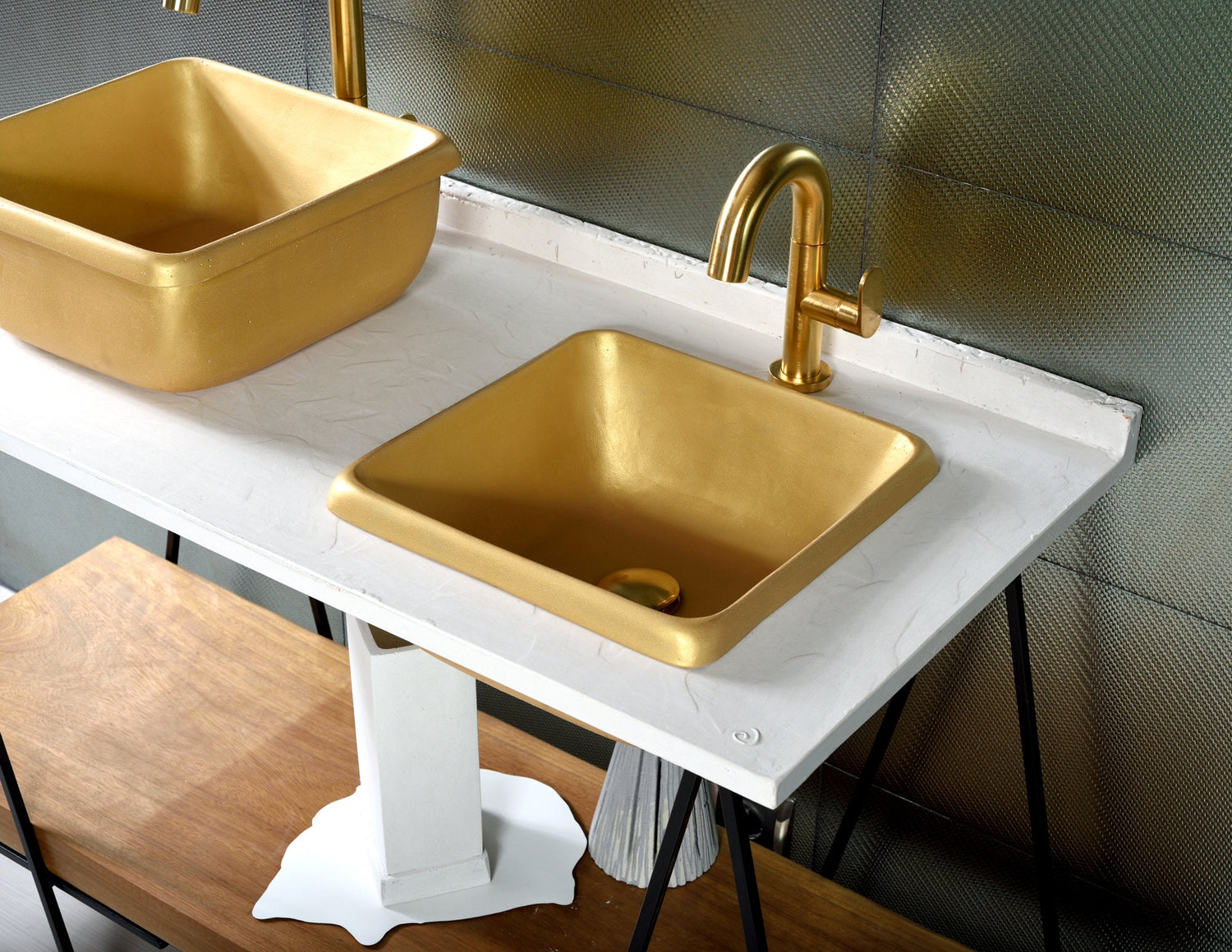 Gold Bathroom Sink , Gold Concrete Vessel