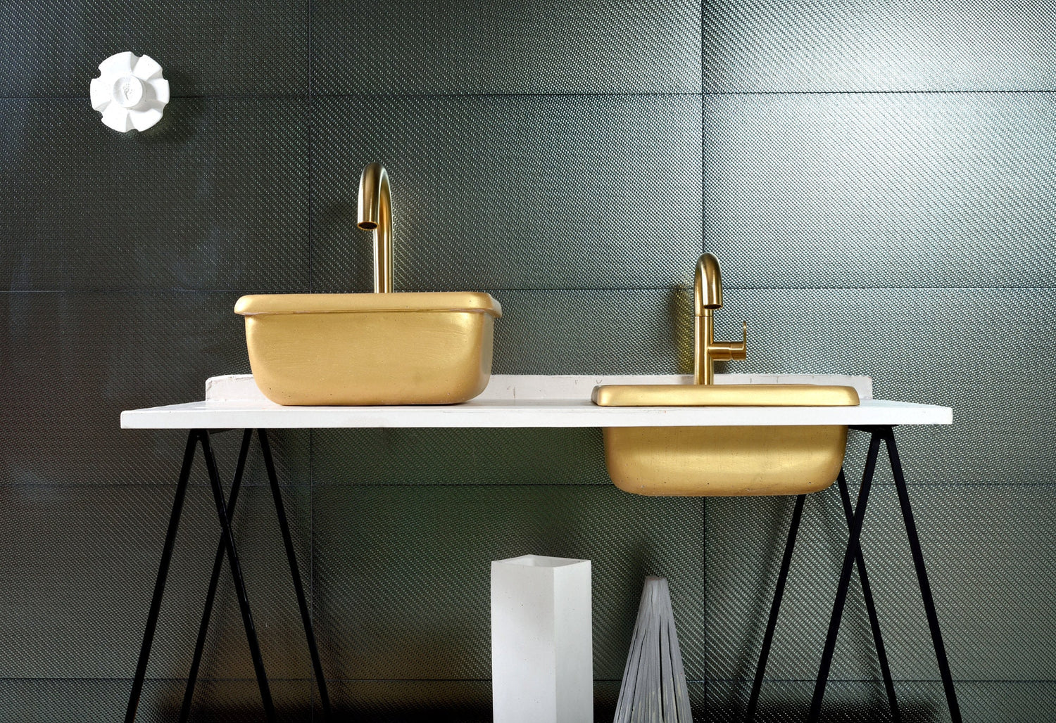 Gold Bathroom Sink , Gold Concrete Vessel