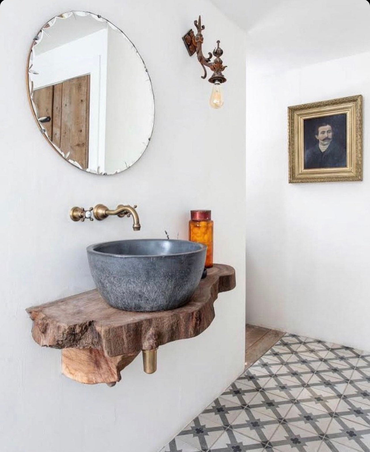 Modern grey bathroom sink / dark grey vessel