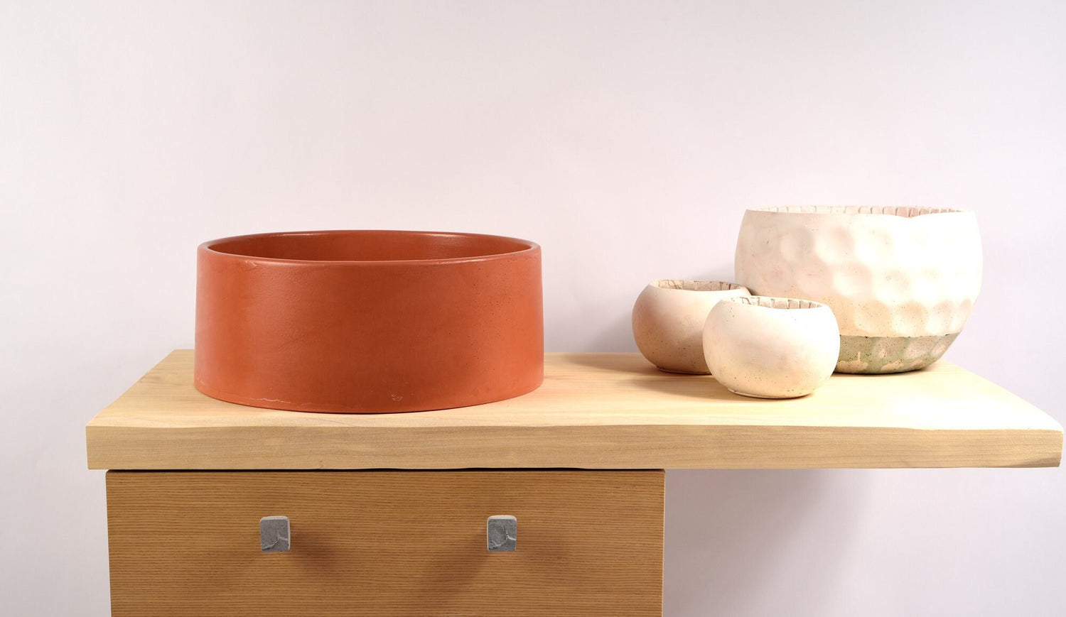 Terracotta Round Washbasin / Washbasin Orange Vessel / Concrete Sink Vessel