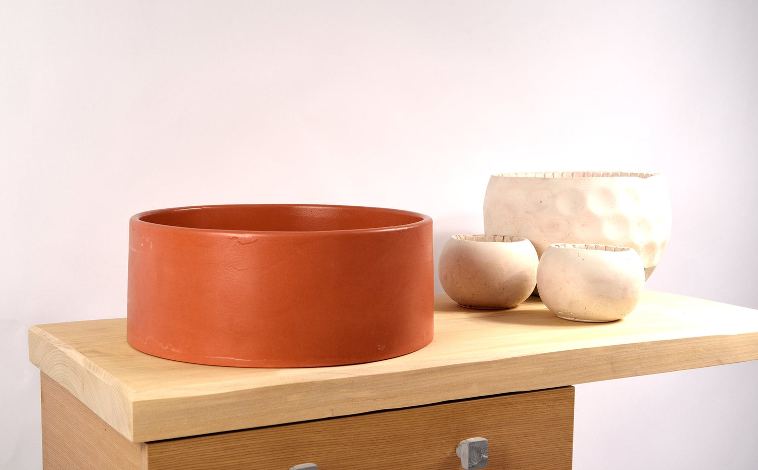 Terracotta Round Washbasin / Washbasin Orange Vessel / Concrete Sink Vessel