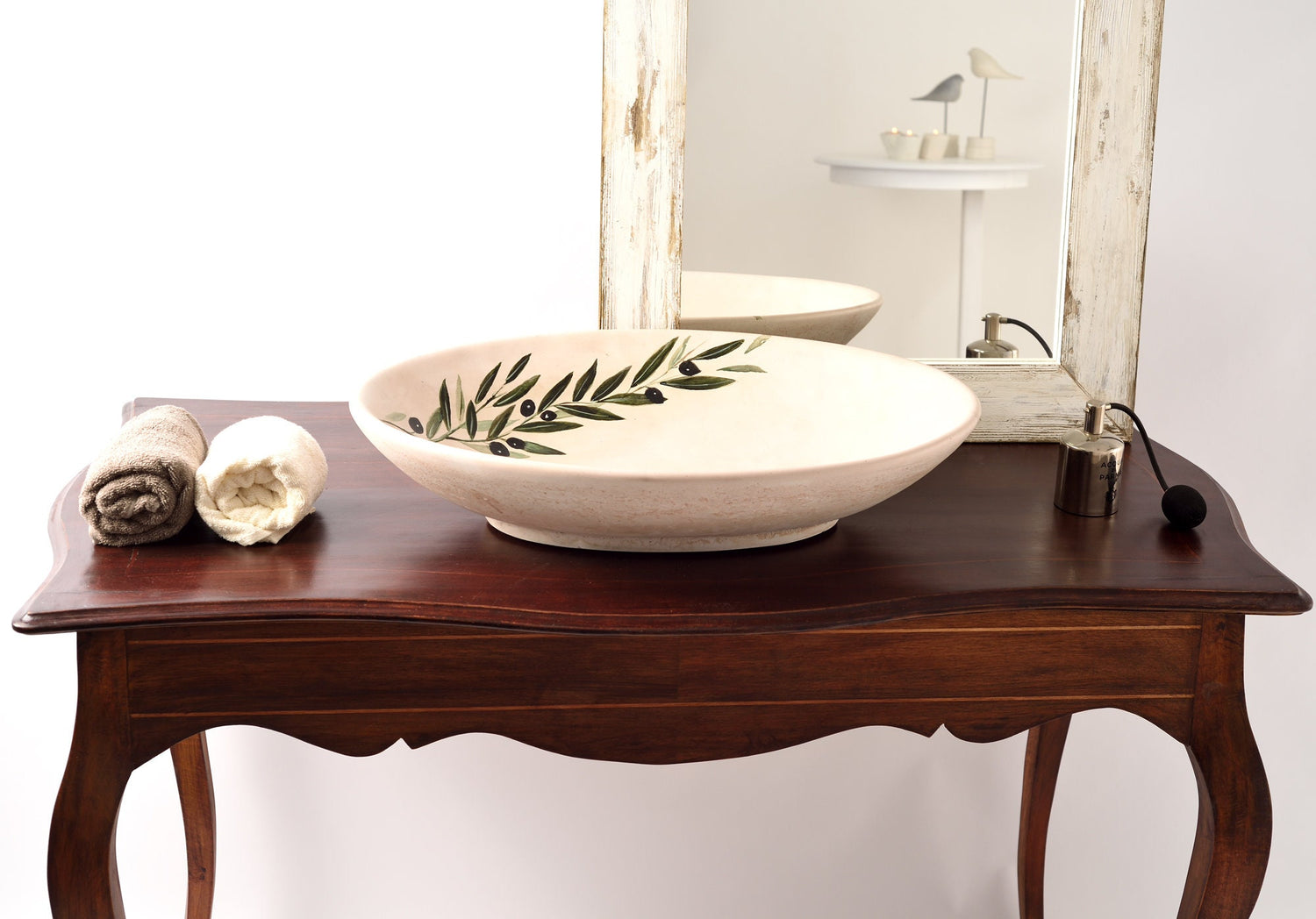 Hand Painted Washbasin Sink ,The olive branch sink  Big Countertop Basin