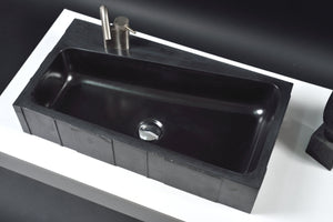 Architectural Elegance: The Asymmetrical Charcoal Black Rectangular Washbasin