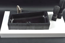 Load image into Gallery viewer, Architectural Elegance: The Asymmetrical Charcoal Black Rectangular Washbasin
