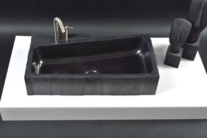 Architectural Elegance: The Asymmetrical Charcoal Black Rectangular Washbasin