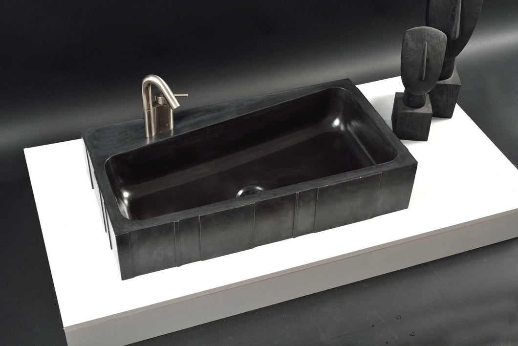 Architectural Elegance: The Asymmetrical Charcoal Black Rectangular Washbasin