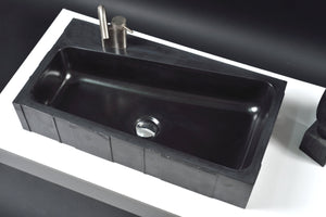 Architectural Elegance: The Asymmetrical Charcoal Black Rectangular Washbasin