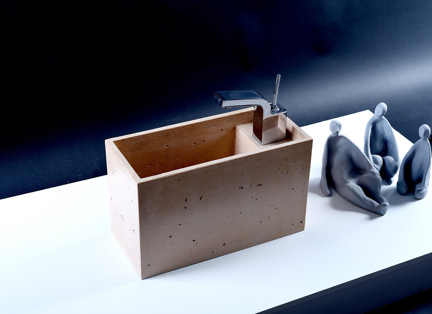 Concrete Elegance: Tall Washbasin in Sand Color