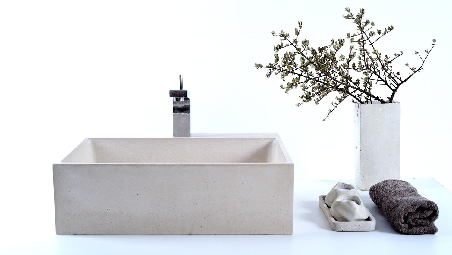 Sleek Rectangular Washbasin: Elegant Design with Functional Back Ledge