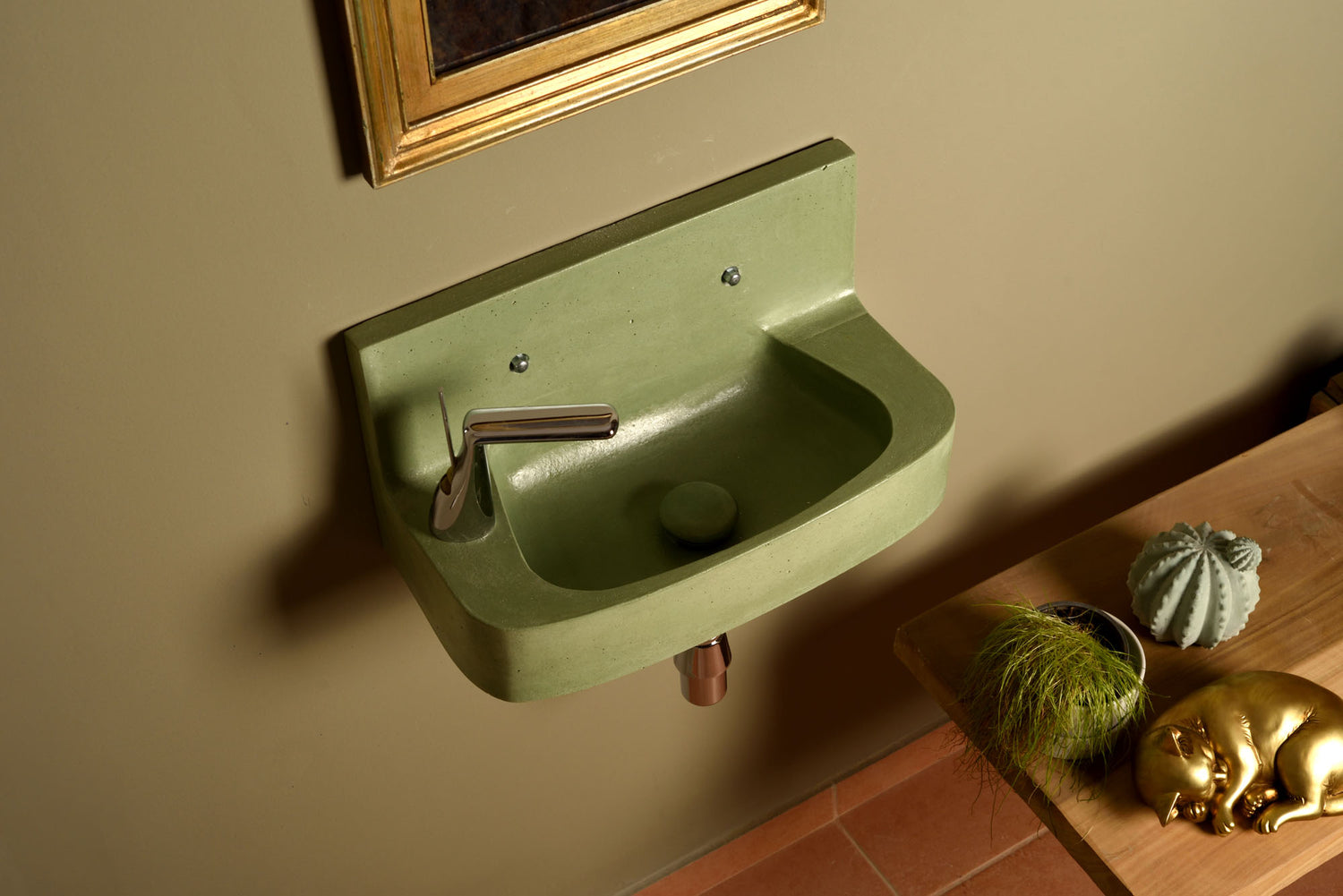 LUTIL - Wall Mounted Washbasin in Vintage Green