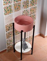 Pink Bathroom Sink with Metal Stand - robertotiranti.shop