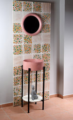 Pink Bathroom Sink with Metal Stand - robertotiranti.shop